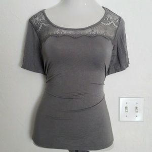 Gray lace tee